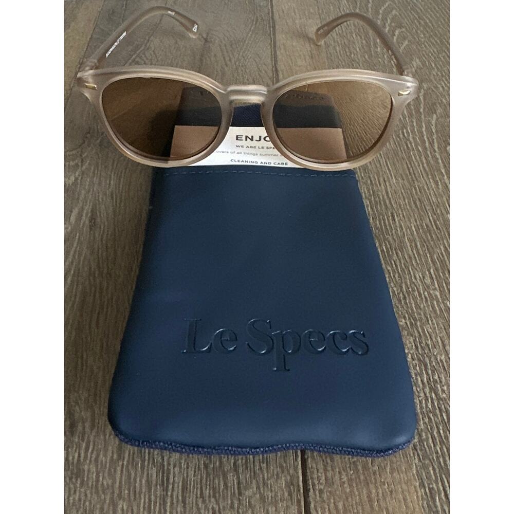 Le Specs Bandwagon Sunglasses Matte Stone Copper Mirror Round Unisex NWOT 51mm - Picture 2 of 8